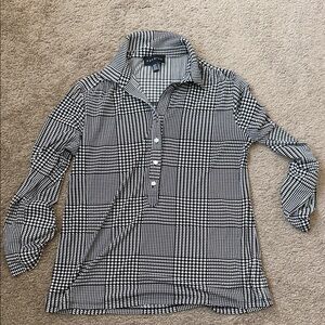 Premise Black and White Patterned Button Down Shirt Size Medium